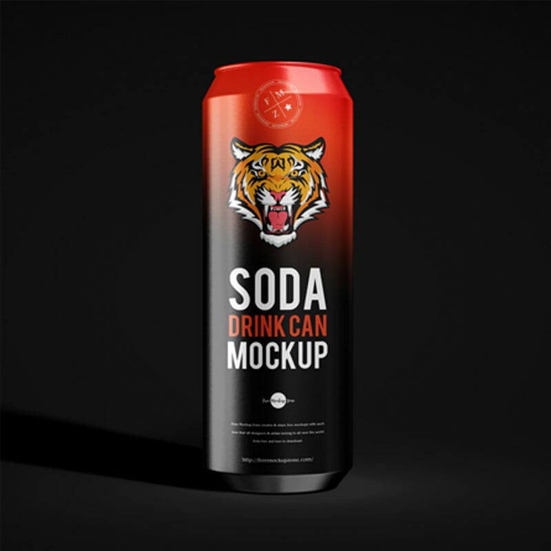 Free Standing Up Soda Drink Tin Can Mockup