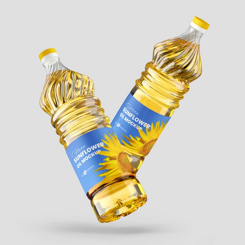 Free Sunflower Oil Bottle Mockup Set