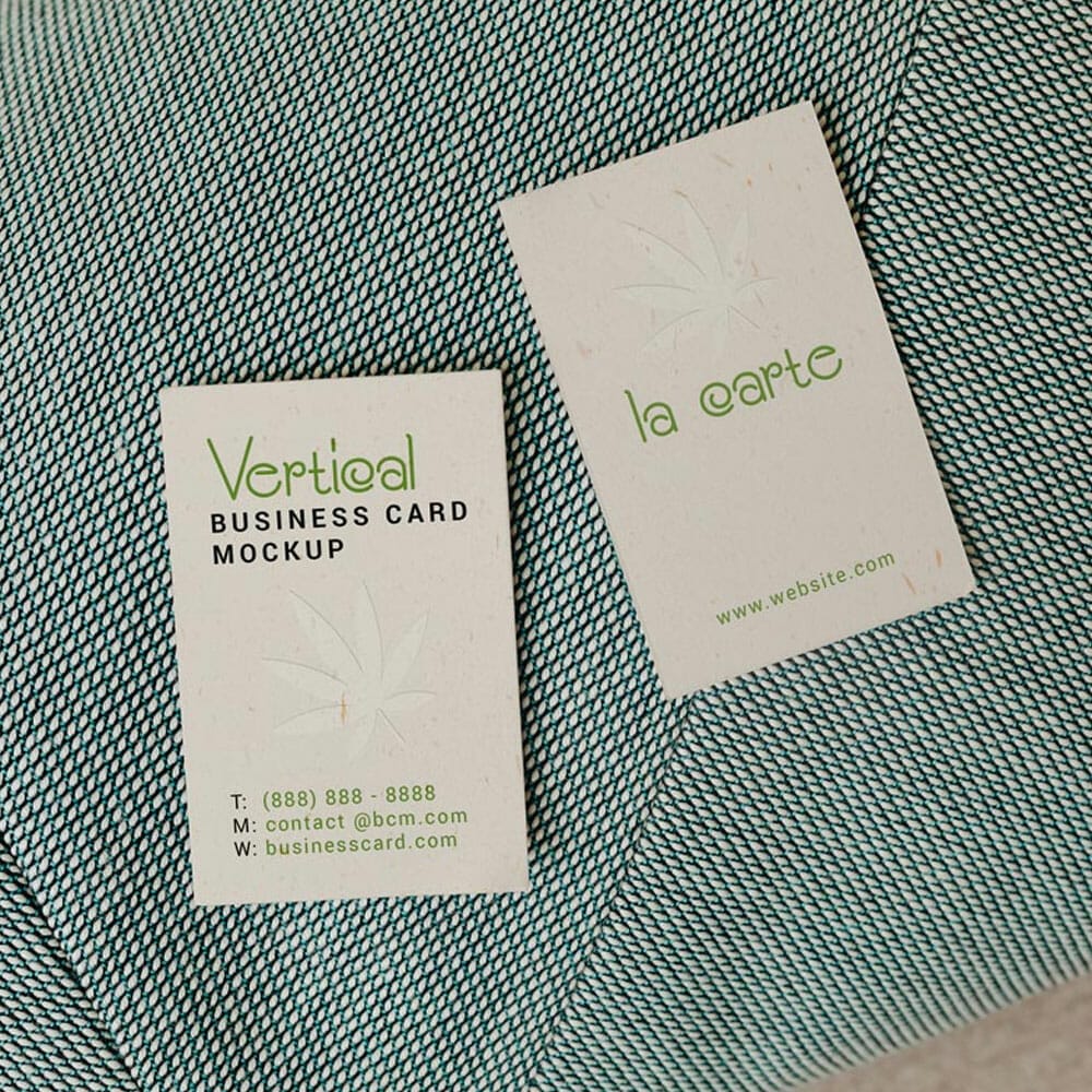 Free Textured Vertical Business Card Mockup PSD