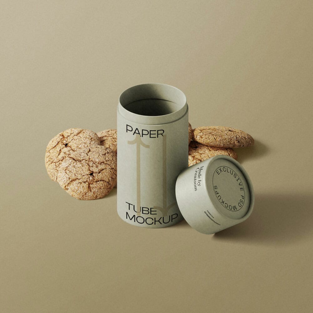 Free Tube Mockups With Cookies Isometric