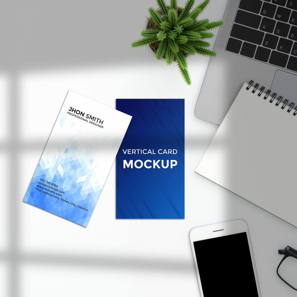 Free Vertical Card Mockup PSD Template