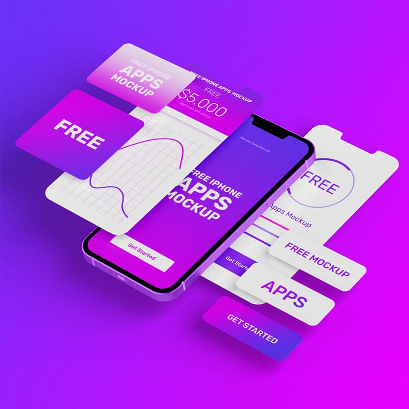 Free iPhone Apps Multiscreen Mockup Set
