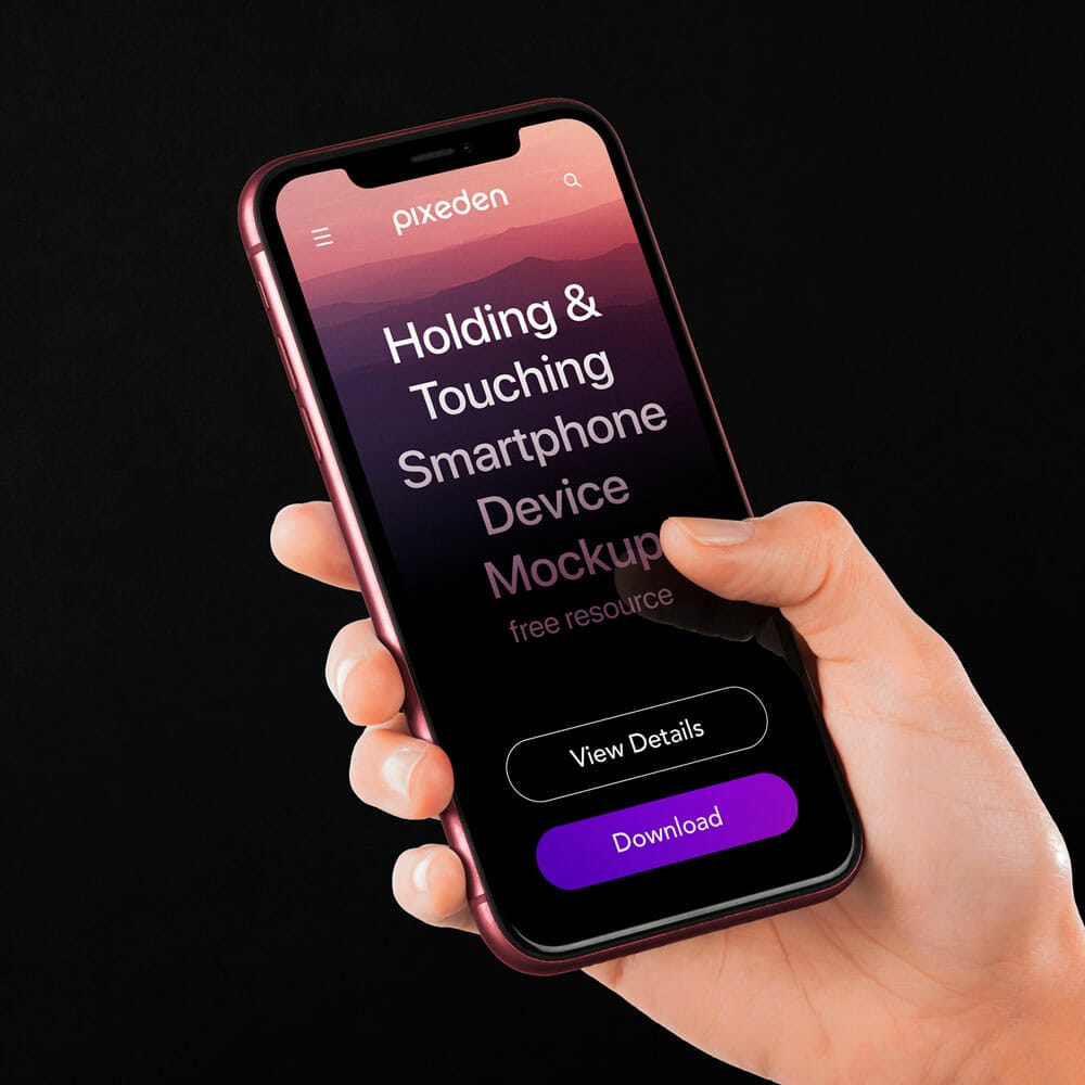Hand Holding PSD iPhone Mockup