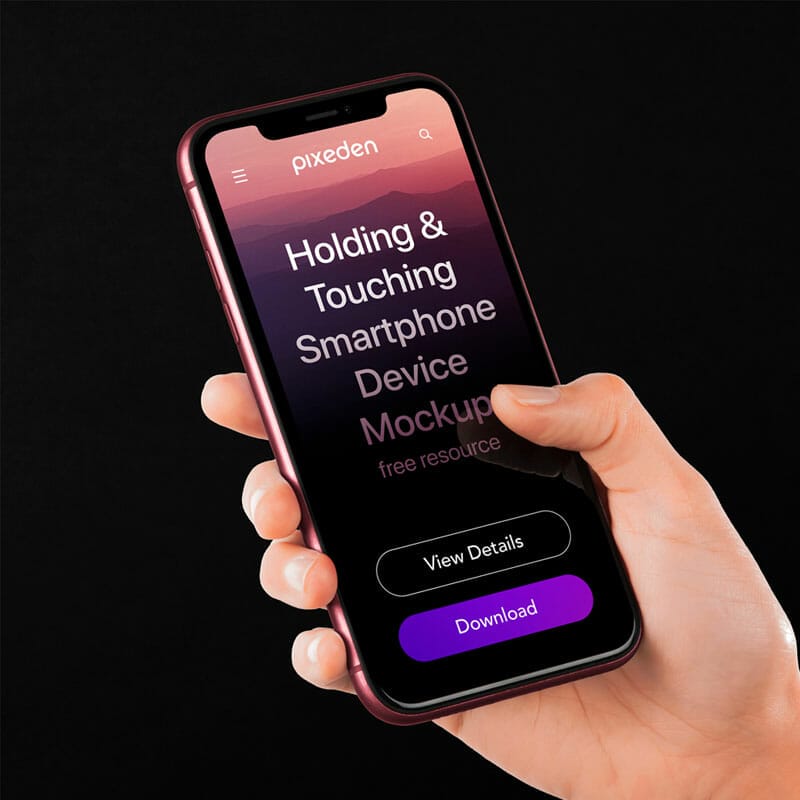 Hand Holding PSD iPhone Mockup