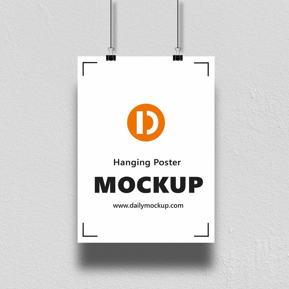 Hanging Poster Mockup Free PSD