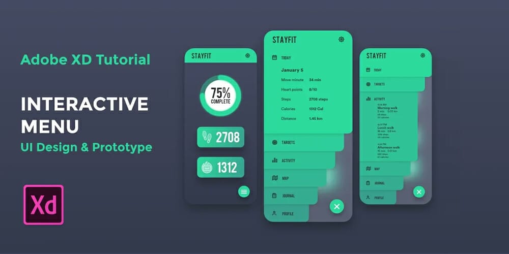 30+ Adobe XD Design Tutorials That Will Astound You 31 Interactive Menu UI Design In Adobe XD