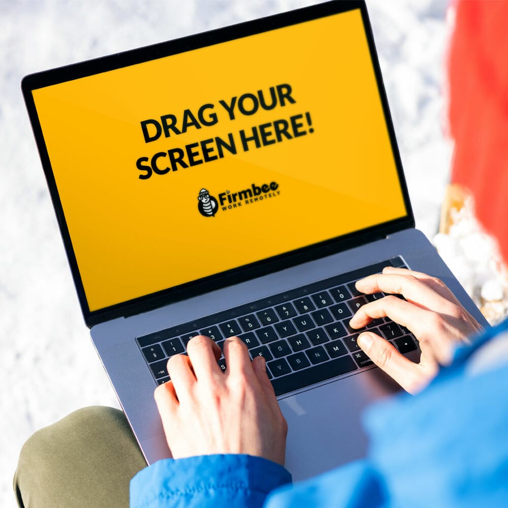 Man And Apple MacBook Pro In Winter Free Mockup