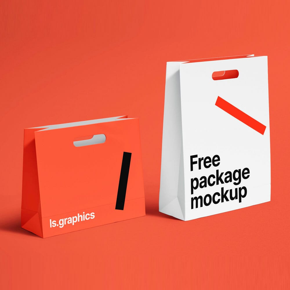 2 Paper Carry Bags Free Mockup