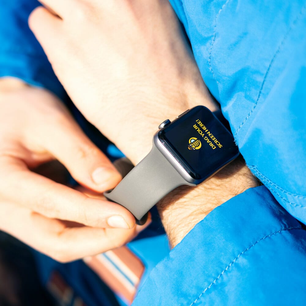 Apple iWatch On Hand In Winter Free Mockup