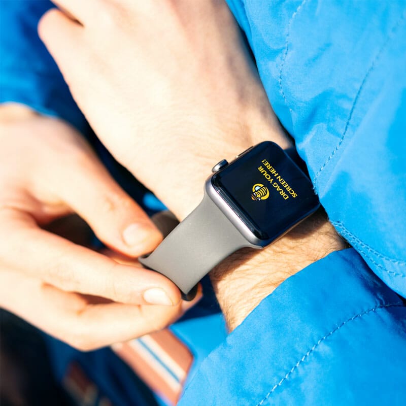 Apple iWatch On Hand In Winter Free Mockup