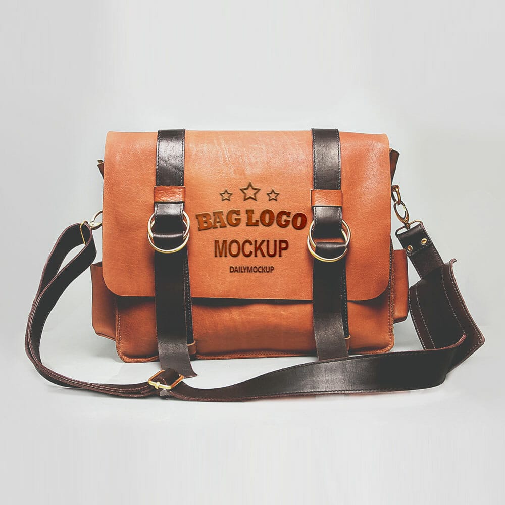 Embossed Logo Mockup On Leather Bag
