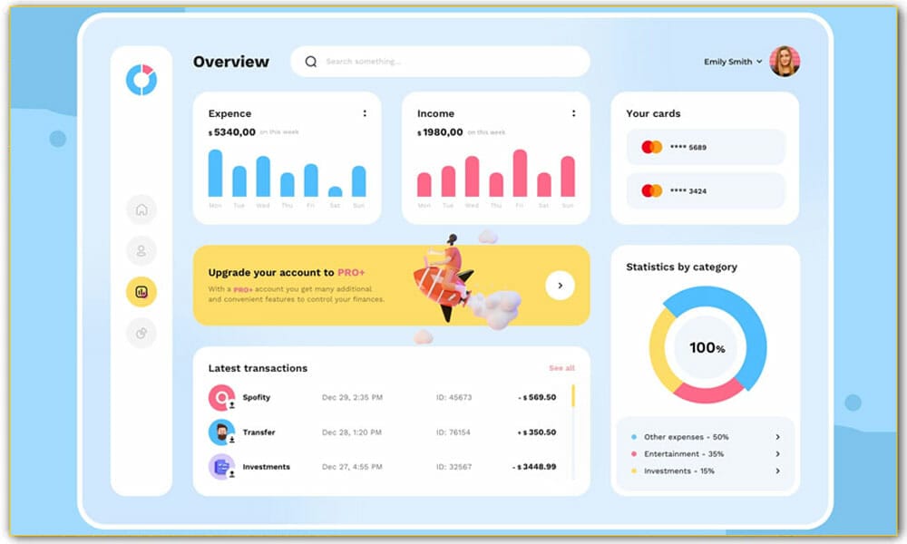 50+ Best Flutter Templates for Free 1 Fintech Dashboard Clone