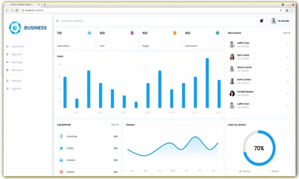 Flutter Responsive Admin Dashboard