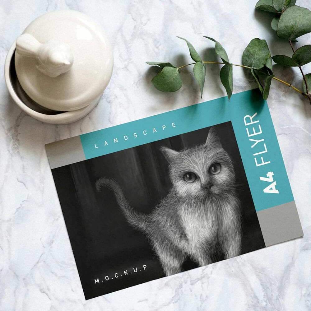 Free A4 Landscape Flyer Mockup PSD