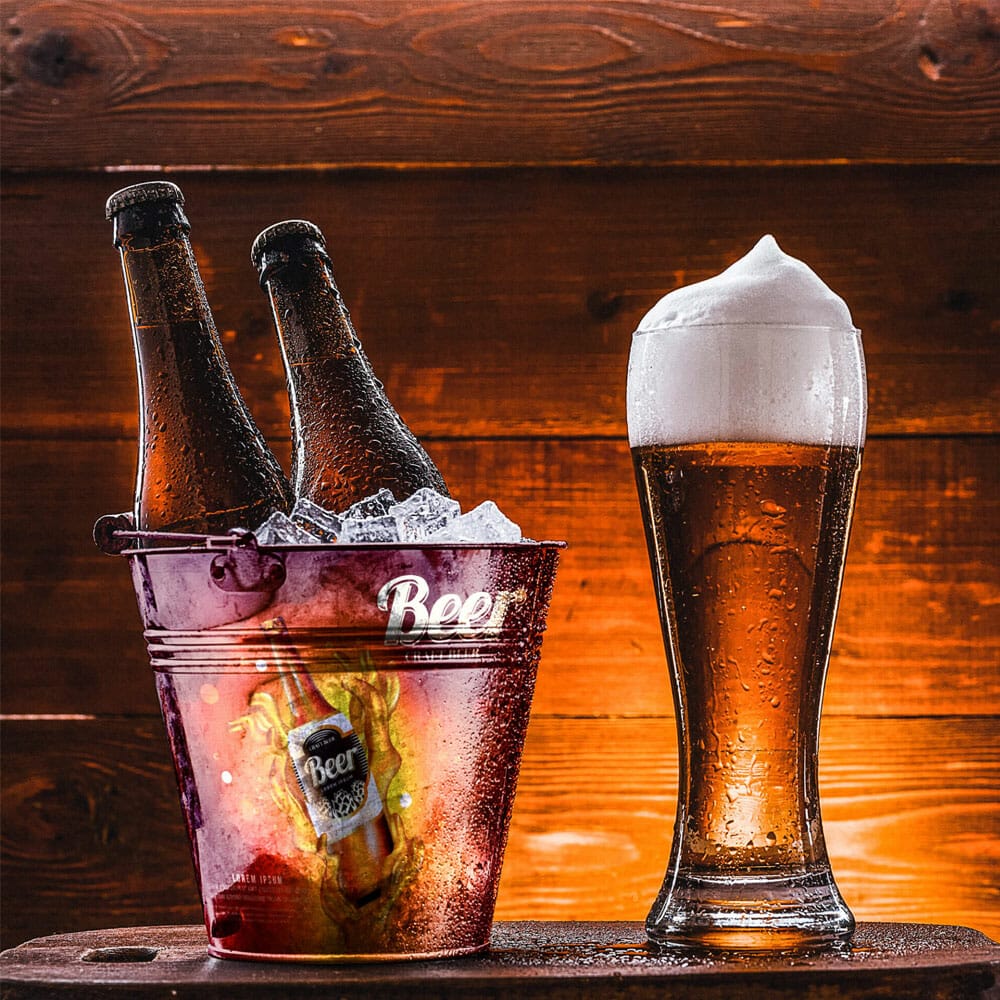 Free Beer Bucket Mockup PSD Template