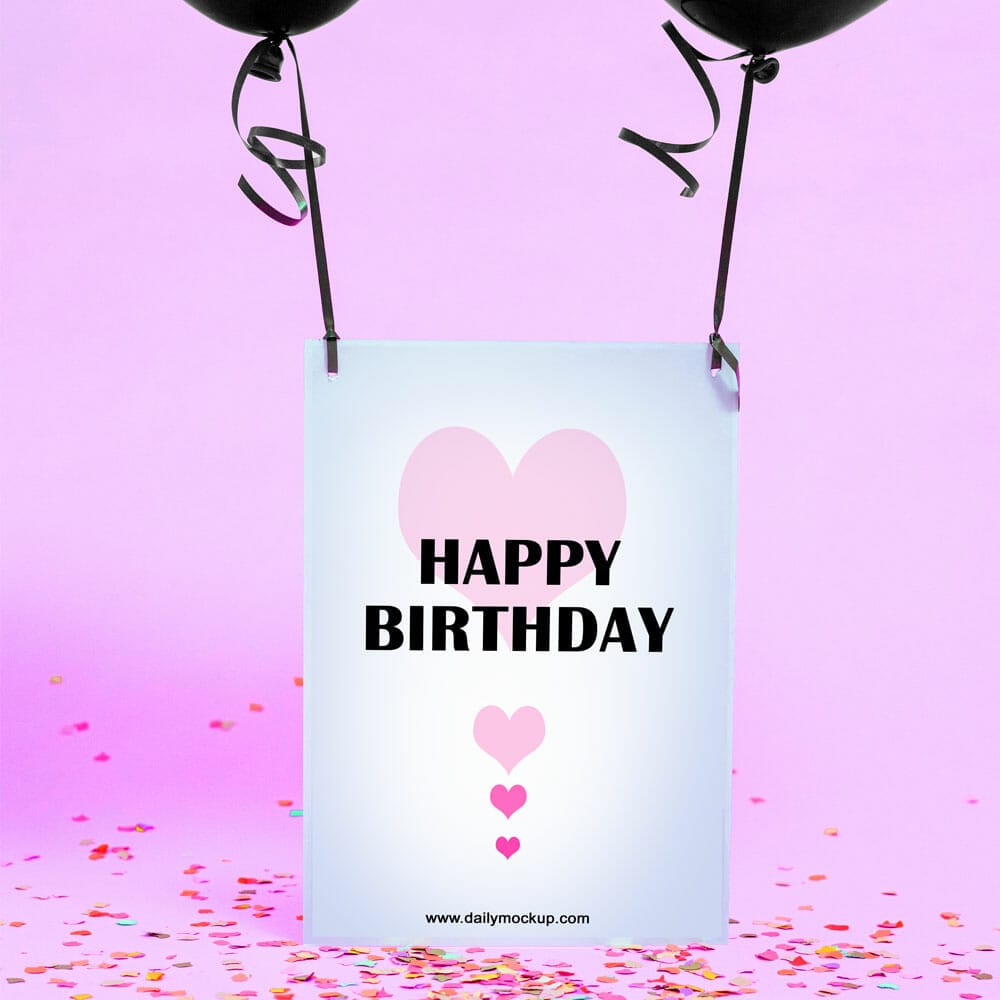 Free Birthday Greeting Card Mockup