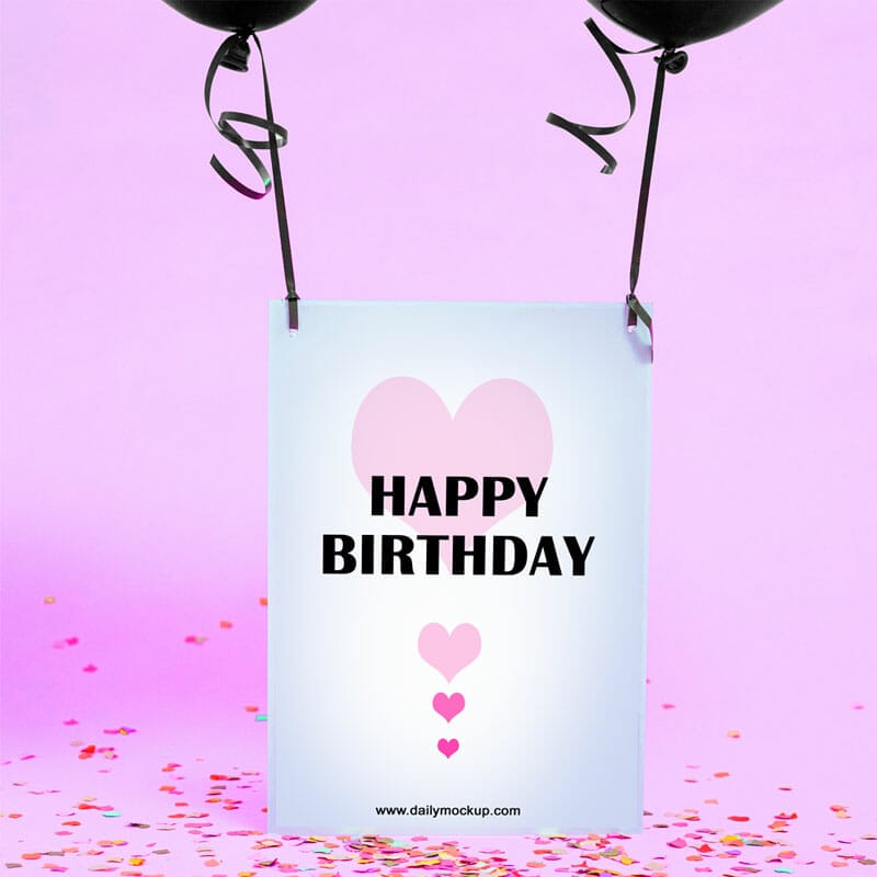 Free Birthday Greeting Card Mockup