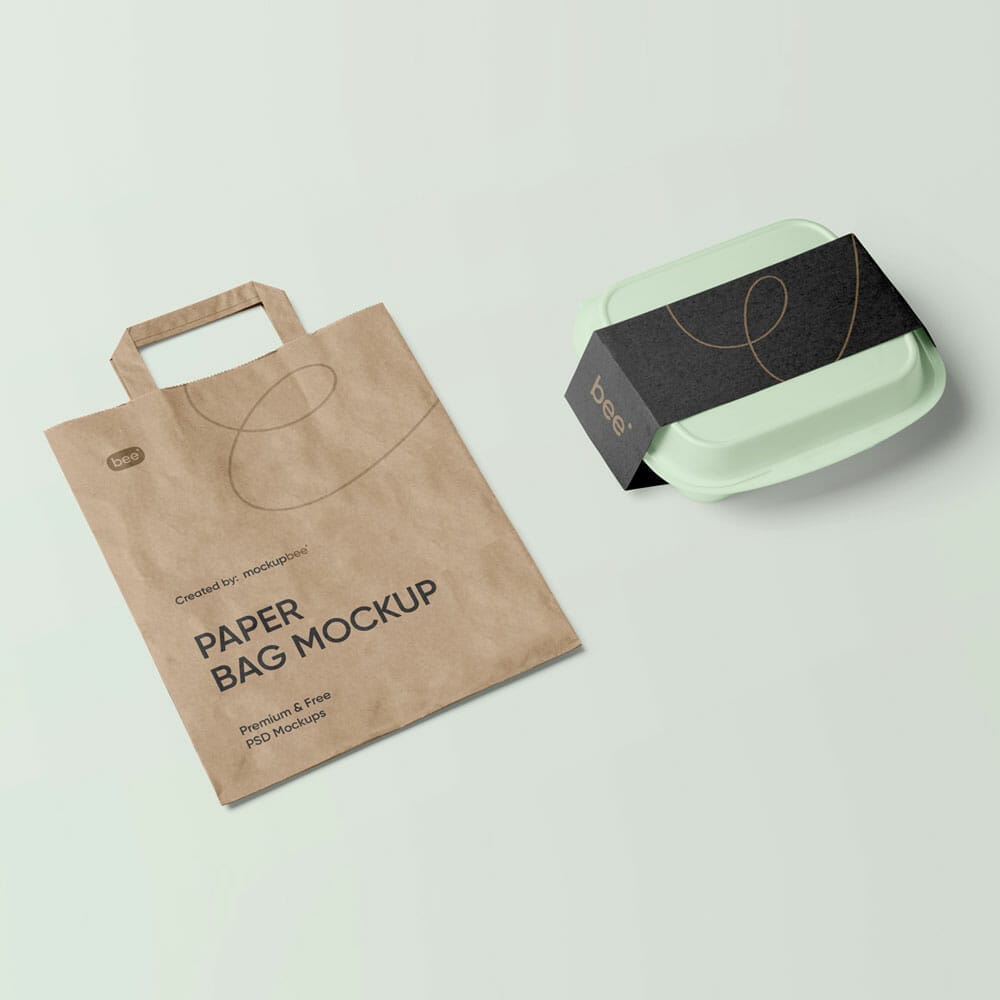 Free Box And Paper Bag Mockup