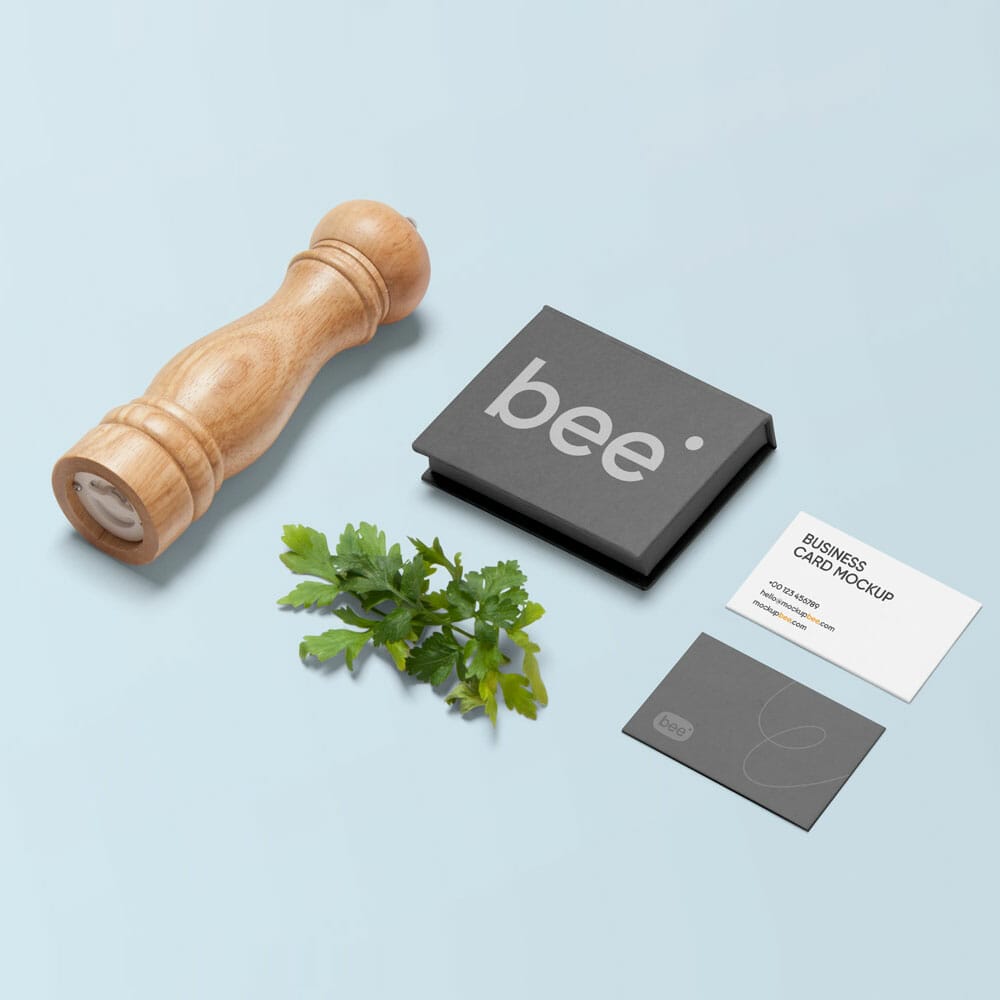 Free Business Cards With Box Mockup