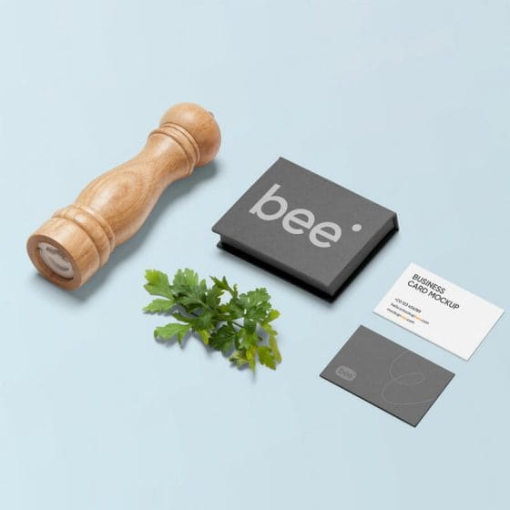 Free Business Cards With Box Mockup