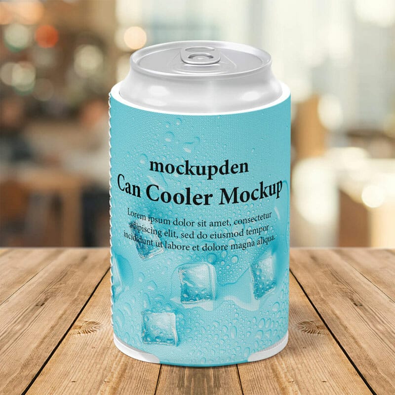 Free Can Cooler Mockup PSD Template