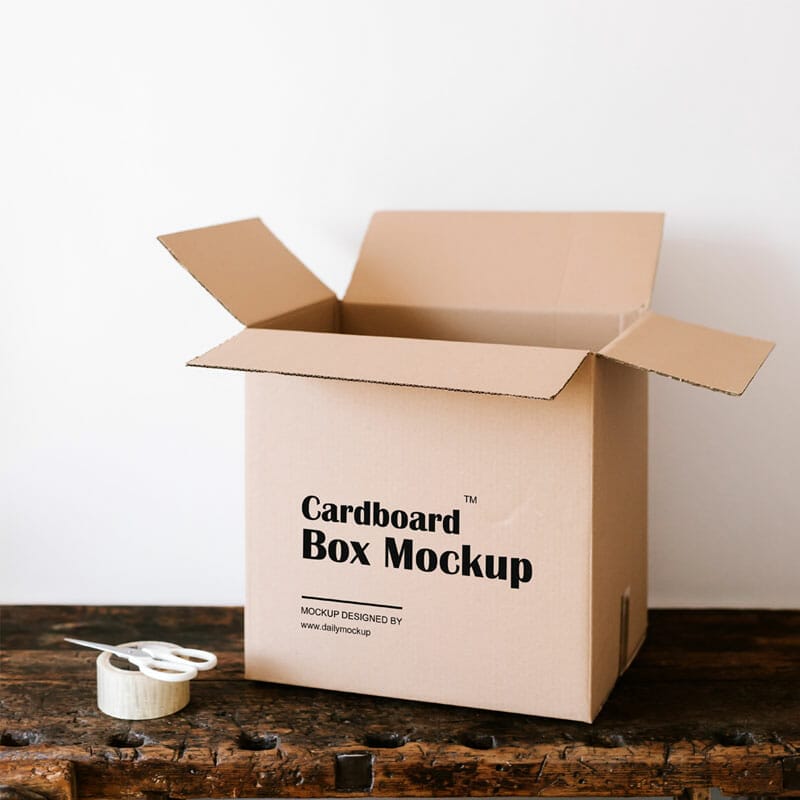 Free Cardboard Box Mockup