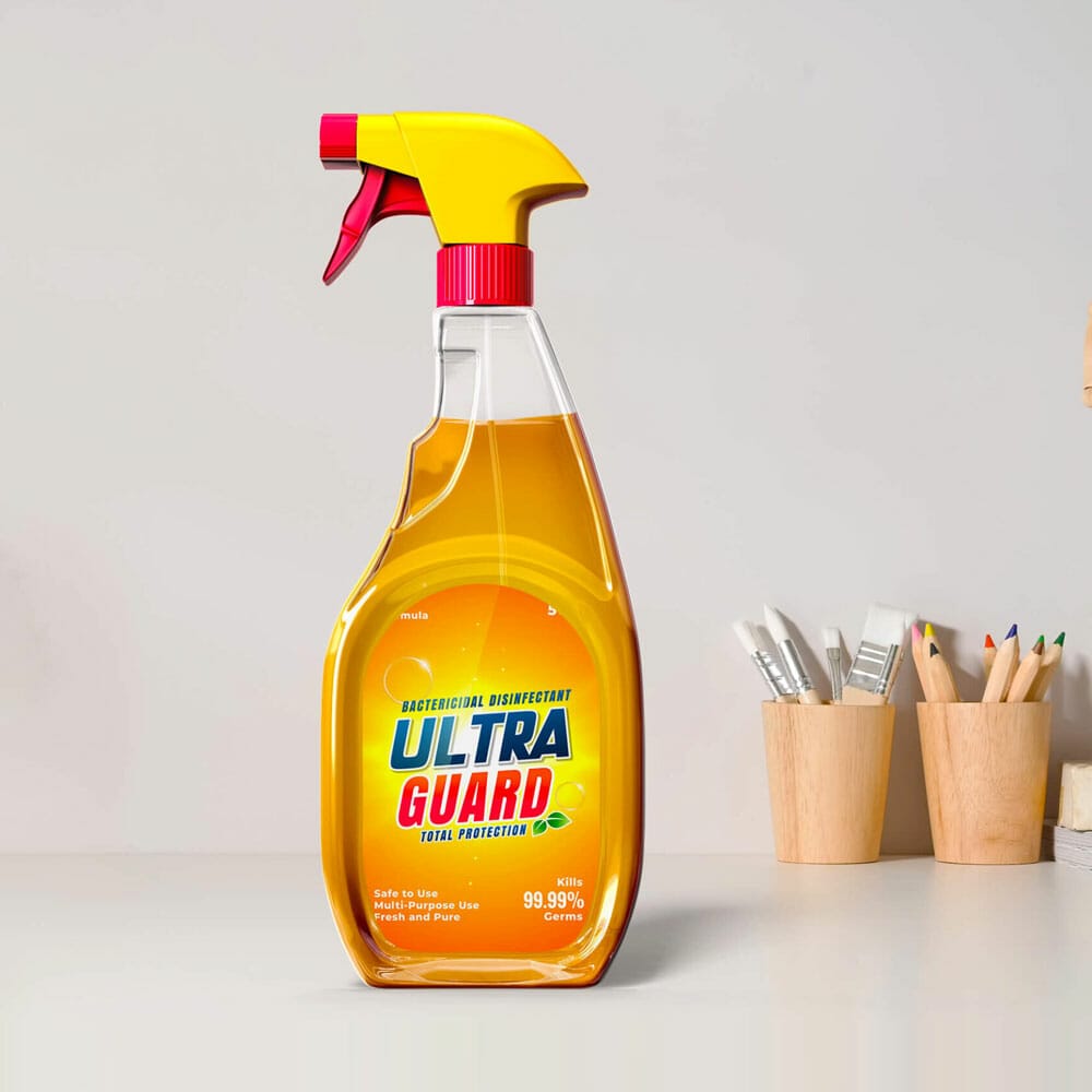 Free Cleaning Spray Bottle Mockup PSD Template