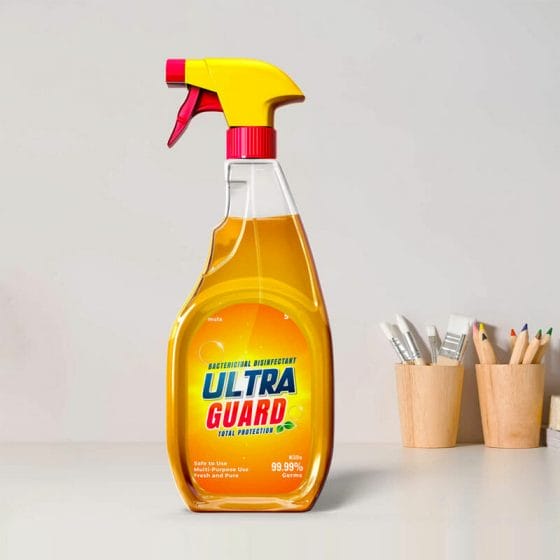 Free Cleaning Spray Bottle Mockup PSD Template
