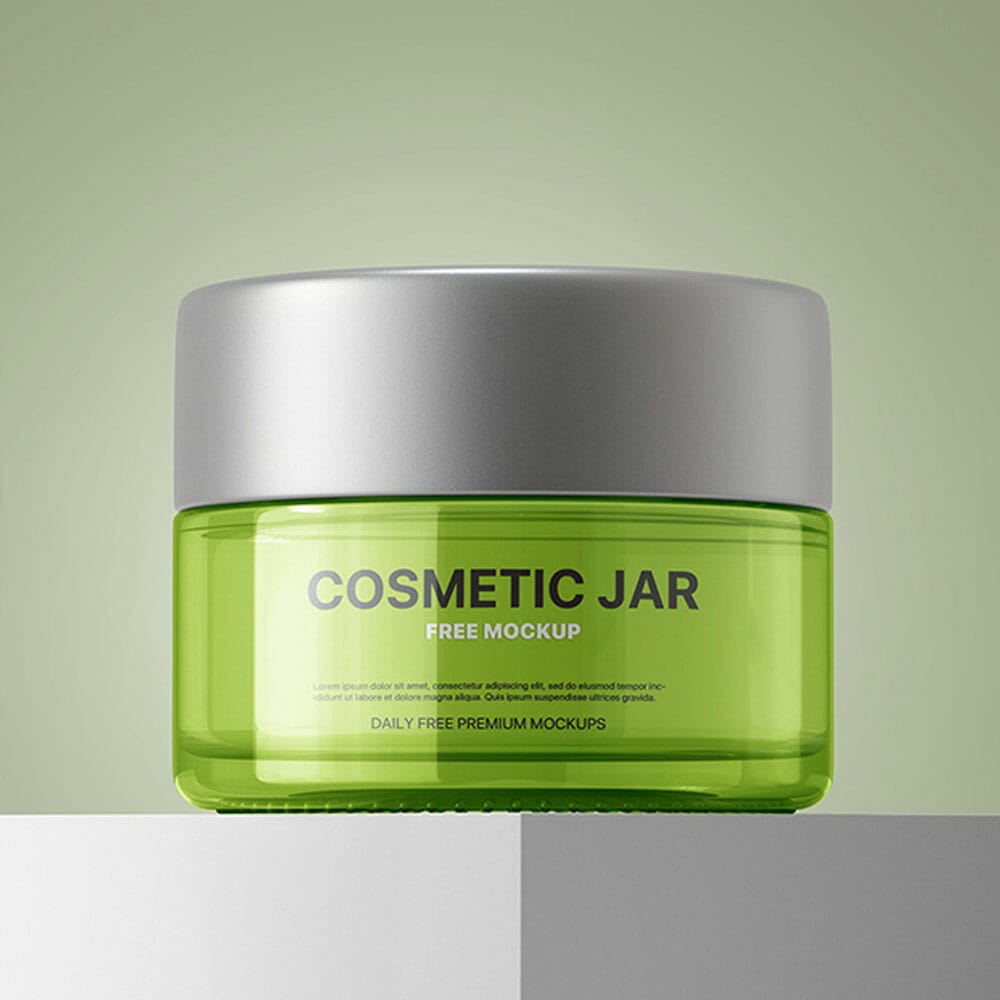 Free Cosmetic Clear Round Jar Mockup