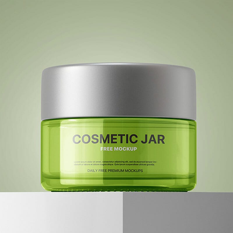 Free Cosmetic Clear Round Jar Mockup