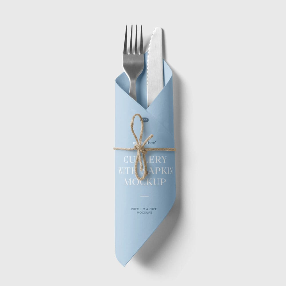 Free Cutlery With Napkin Mockup