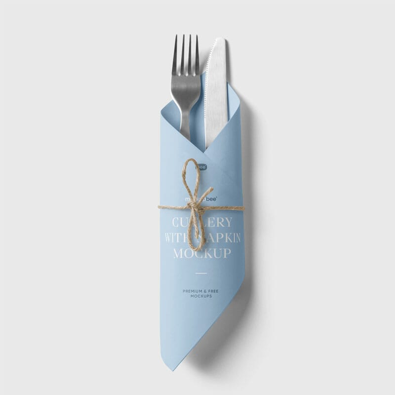 Free Cutlery With Napkin Mockup