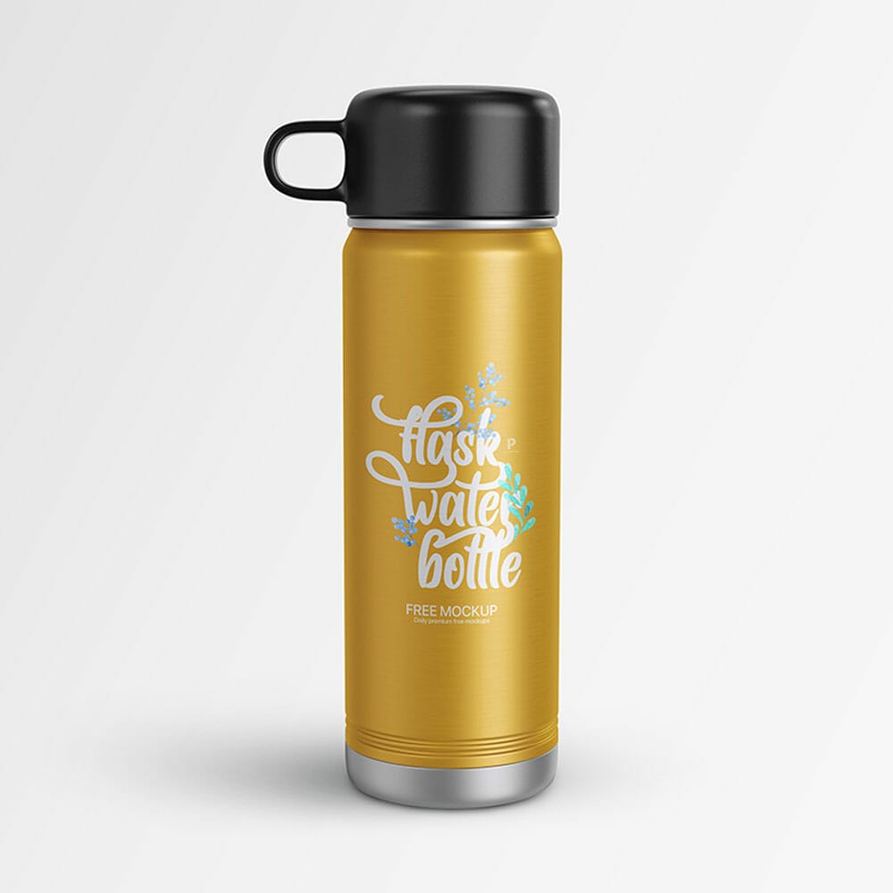 Free Flask Water Bottle Mockup