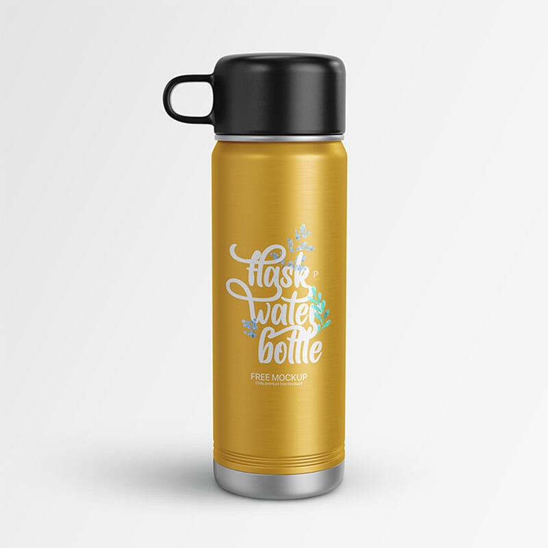 Free Flask Water Bottle Mockup