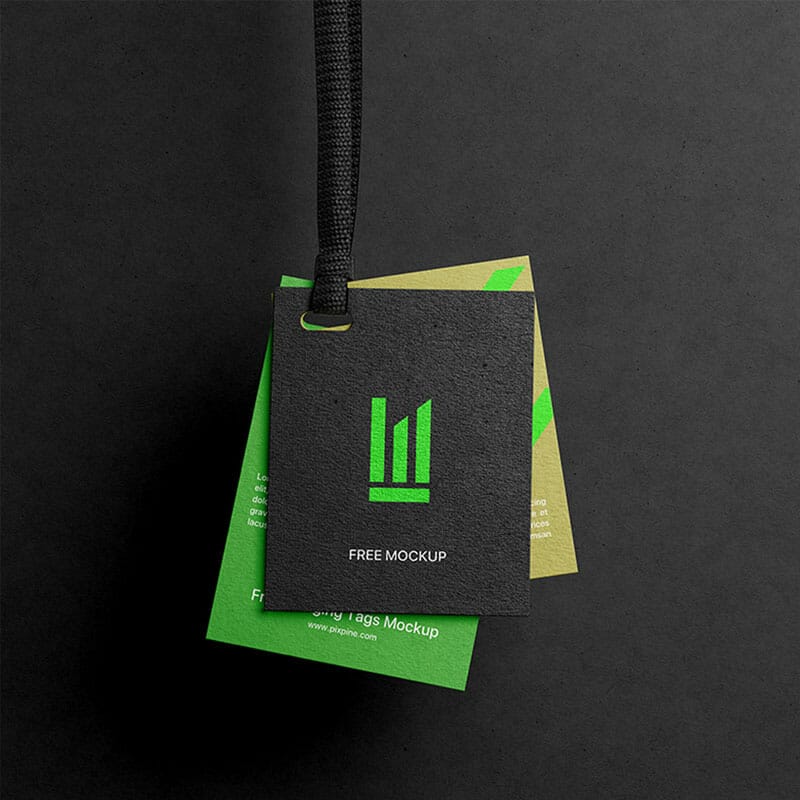 Free Hanging Label Tags Mockup
