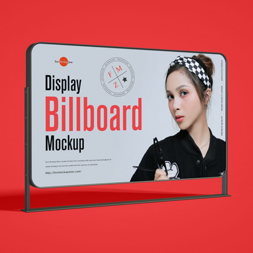 Free Horizontal Display Billboard Mockup