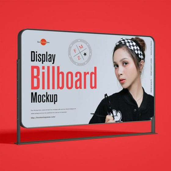 Free Horizontal Display Billboard Mockup