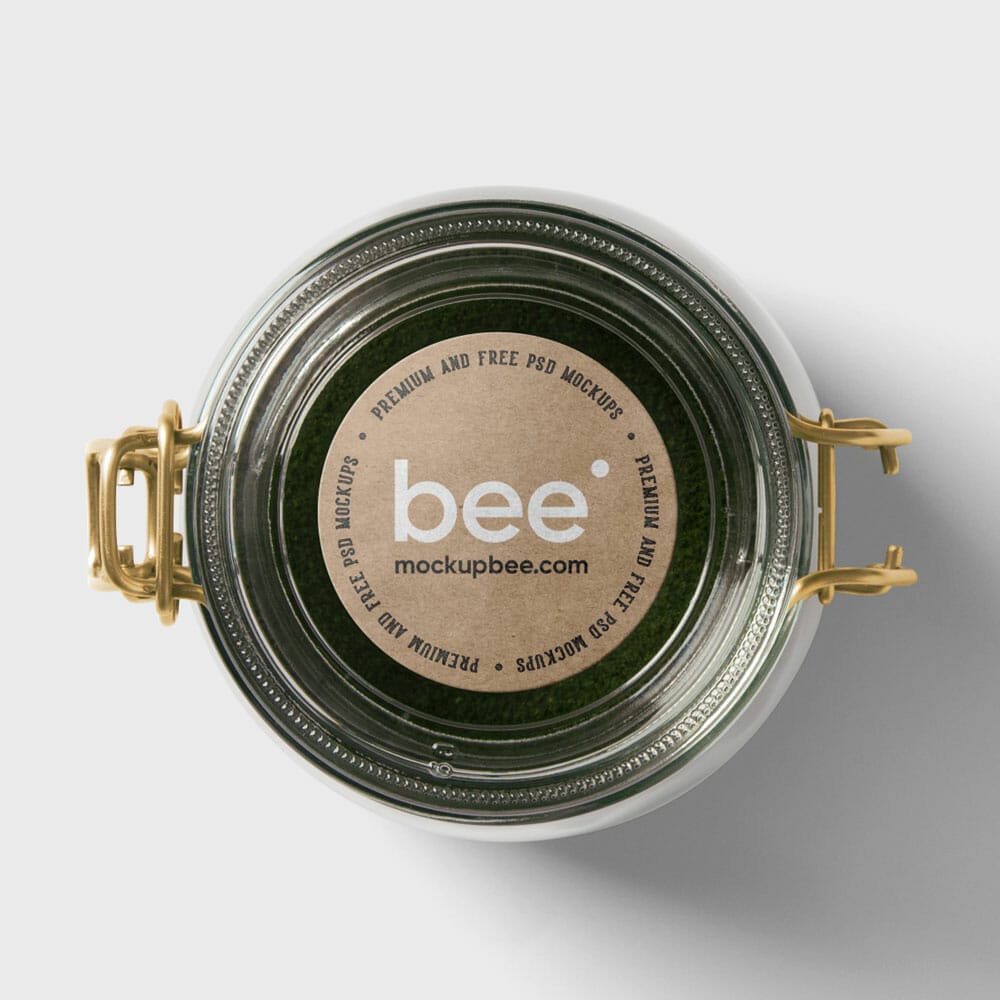 Free Jar With Sticker Mockup