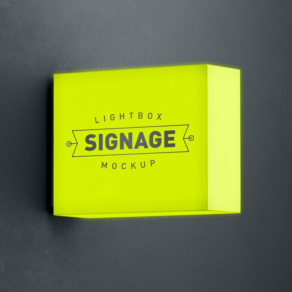 Free Lightbox Signage Logo Mockup PSD