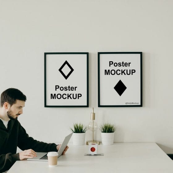 Free Office Poster Mockup PSD
