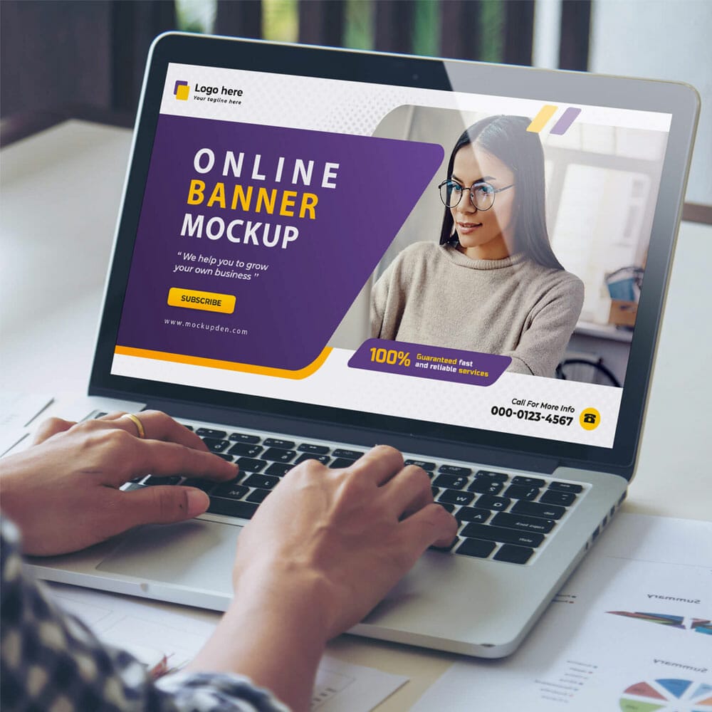 Free Online Hero Banner Mockup PSD Template