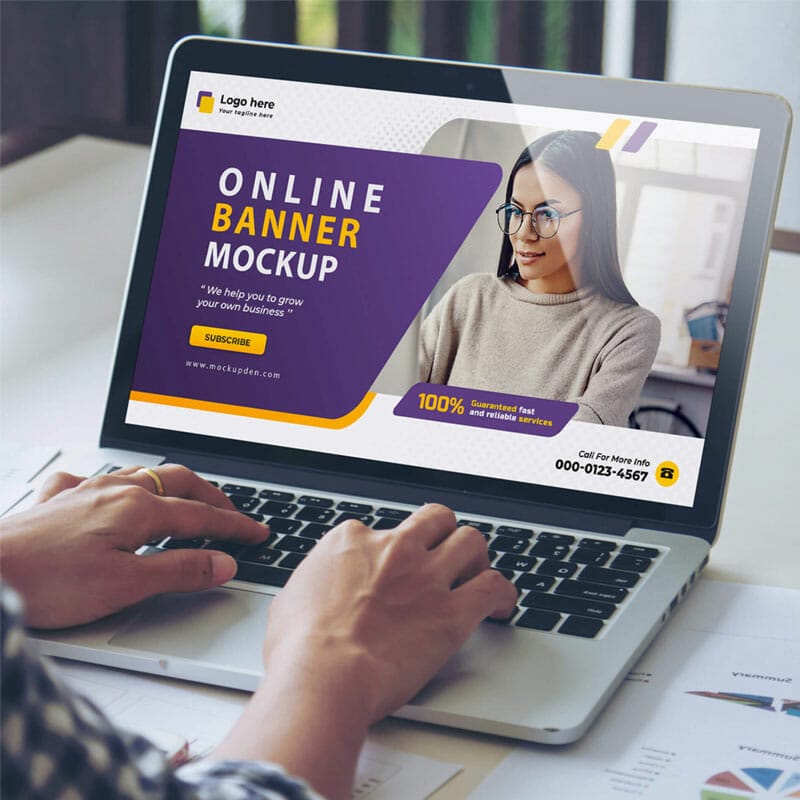 Free Online Hero Banner Mockup PSD Template