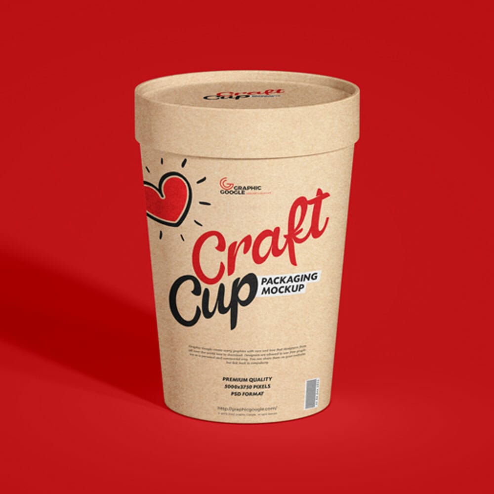 Free Packaging Craft Cup Mockup