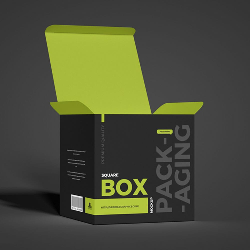 Free Packaging Square Box Mockup