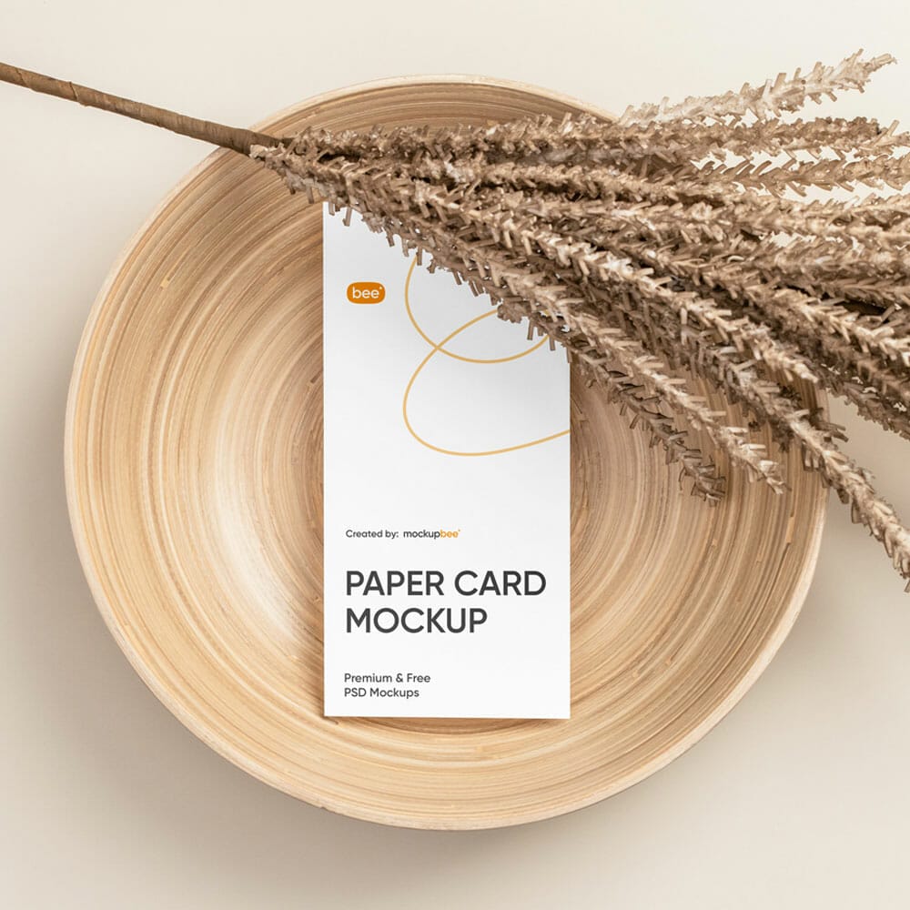 Free Paper Card On Plate Mockup