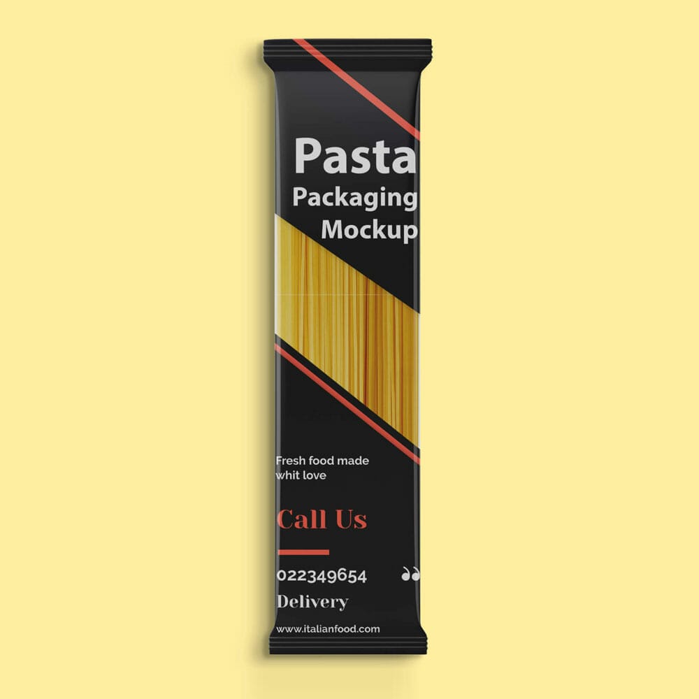 Free Pasta Packaging Mockup PSD Template