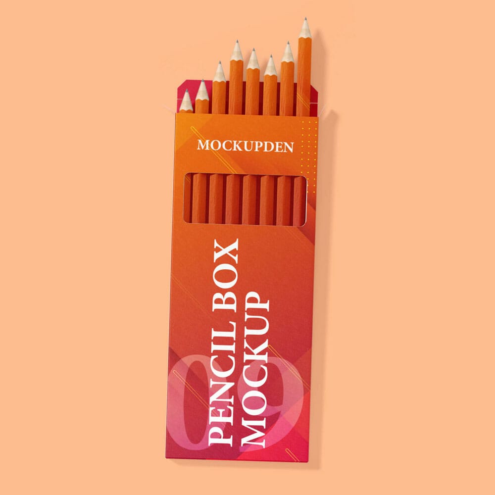 Free Pencil Box Mockup PSD Template