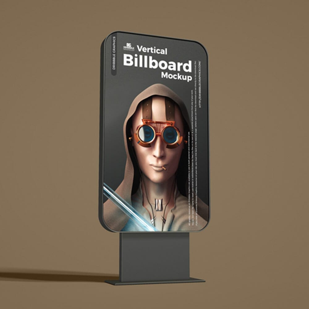 Free Round Corner Vertical Billboard Mockup