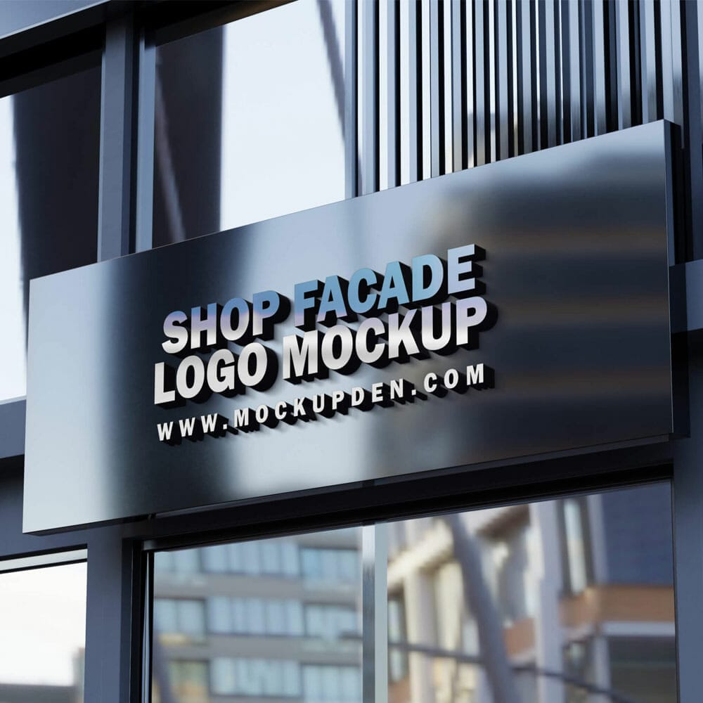 Free Shop Facade Logo Mockup PSD Template