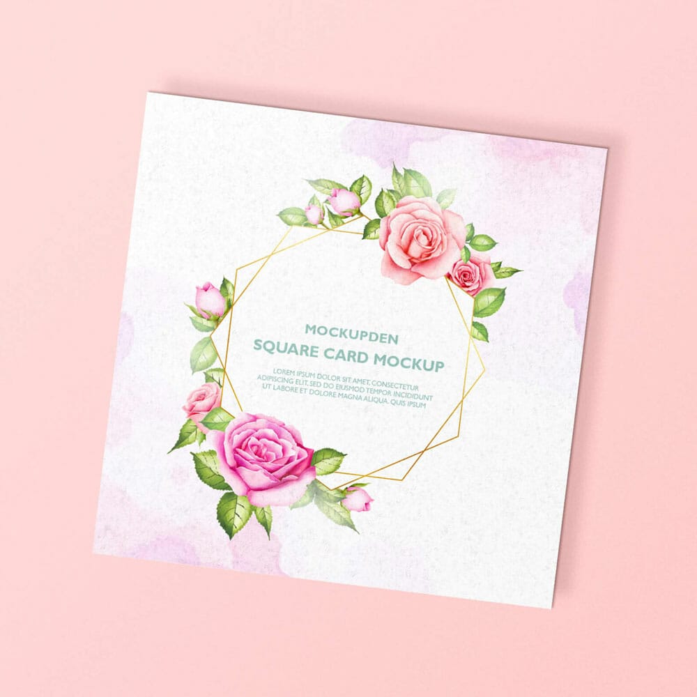 Free Square Card Mockup PSD Template